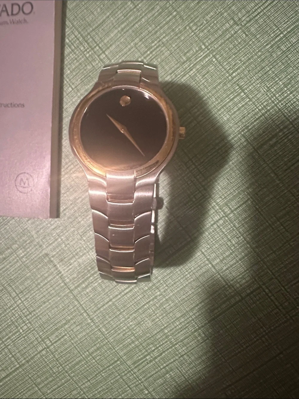 Movado Black Dial Silver Portico Watch
